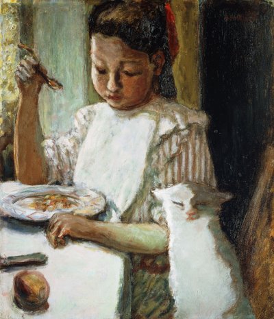 幼児と猫; L&39;Enfant au Chat、1906年頃（キャンバスに油彩） 作： Pierre Bonnard