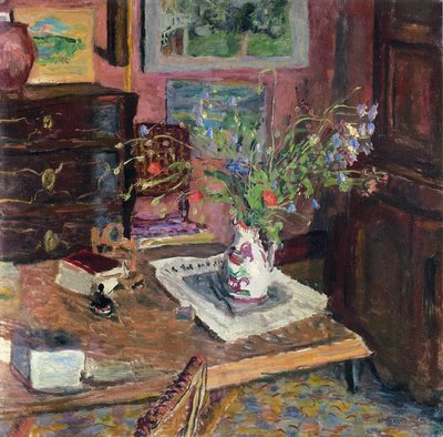 花のあるインテリア、1910年頃 作： Pierre Bonnard