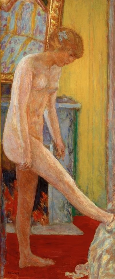暖炉の前で裸の女の子 作： Pierre Bonnard