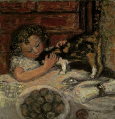 猫と少女 作： Pierre Bonnard