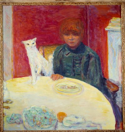La woman au chat ou le chat demanding ピエール・ボナール（1867-1947）の絵画 20世紀 日。0,78x0,77 m パリ、オルセー美術館 作： Pierre Bonnard