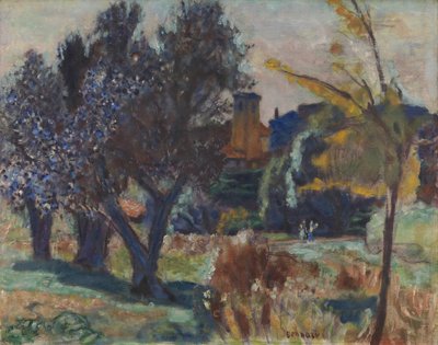 オリーブの木と礼拝堂のある風景」1924年頃（油彩・キャンバス 作： Pierre Bonnard
