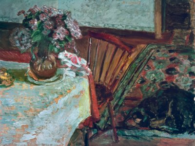 黒犬とライラックの花束 作： Pierre Bonnard