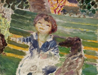 犬を連れた少女 作： Pierre Bonnard