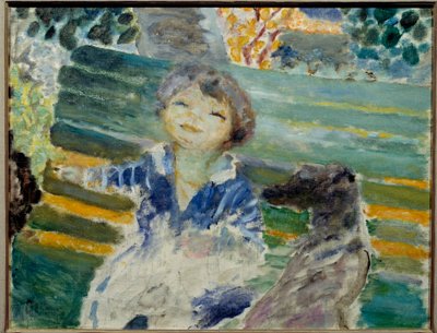 犬を連れた少女の絵 ピエール・ボナール（1867-1947） 1930年 個人蔵 作： Pierre Bonnard