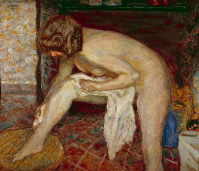 暖炉の前でトイレをする裸の男 絵画：ピエール・ボナール（1867-1947） 1907年 個人蔵 作： Pierre Bonnard