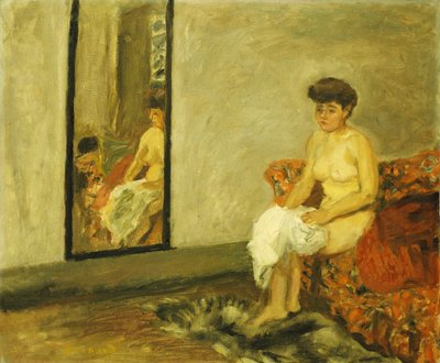赤い椅子に座っているヌード;赤い椅子に座っているヌード 作： Pierre Bonnard