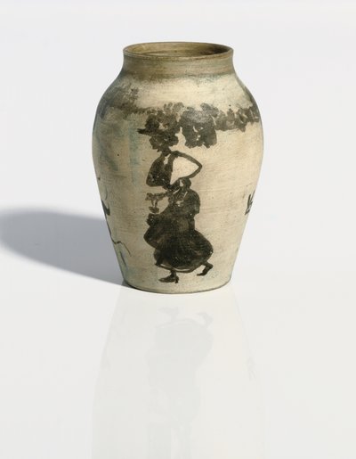 プチ花瓶：scènederue、c.1894-95（素焼きの塗装された磁器の手すり子の花瓶に墨汁） 作： Pierre Bonnard