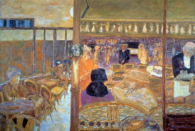 夕方のパリのクリシー広場、「リトル・プセット」のカフェ 作： Pierre Bonnard