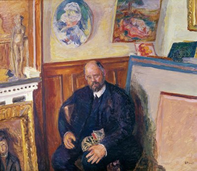 アンブロワーズヴォラード（1868〜1939年）と猫の肖像、1924年頃 作： Pierre Bonnard