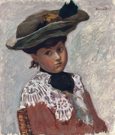 若い女性または帽子の肖像画;若い女性の肖像（帽子）、1905年頃（船上に置かれた帆布に油彩） 作： Pierre Bonnard