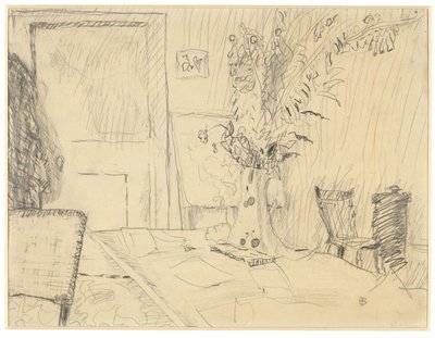 ル・カネのダイニングルームのフラワーポット 作： Pierre Bonnard