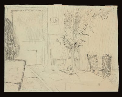 ル・カネのダイニングルームのフラワーポット 作： Pierre Bonnard