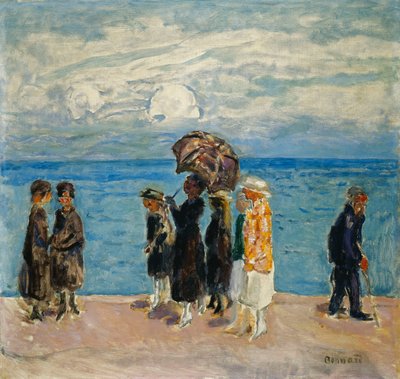 海辺の遊歩道。海沿いの歩行者 作： Pierre Bonnard