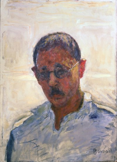 白地にオープンネックのシャツを着た自画像（油彩・キャンバス） 作： Pierre Bonnard