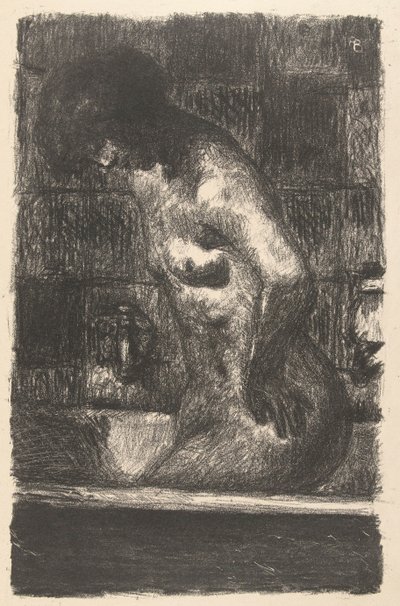立っている裸の女性が風呂で洗う Femme debout dans sa baignoire 作： Pierre Bonnard