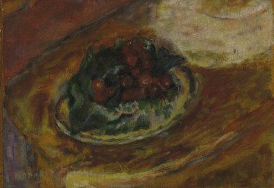 静物画。チェリー、1942年頃（ウッドパネルに油彩 作： Pierre Bonnard