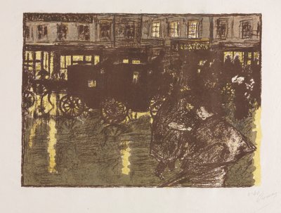 雨の夜の通り 作： Pierre Bonnard