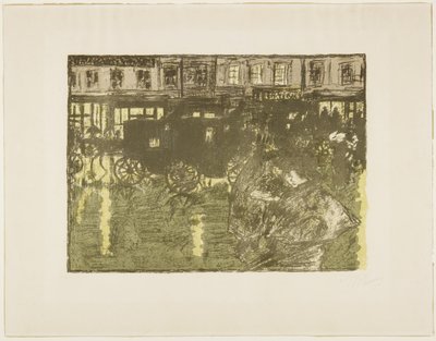 雨の夜の通り」1896～1897年頃（1899年出版 作： Pierre Bonnard