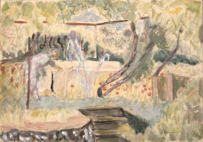 庭の女性のための研究（トイレと鉛筆） 作： Pierre Bonnard