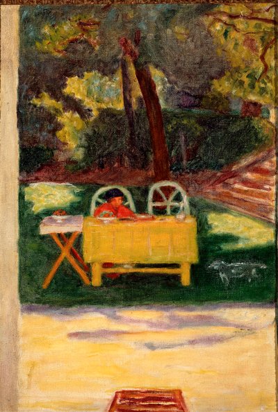 庭園での試飲。ピエール・ボナール（1867-1947）の絵画、1910年頃。キャンバスに油彩、日65x44cm ミラノ、個人蔵 作： Pierre Bonnard