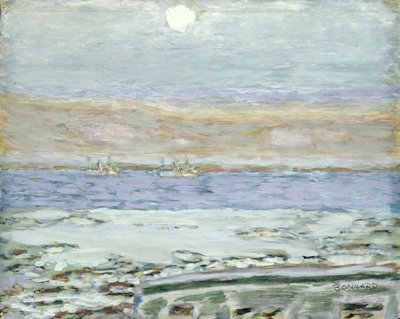 カンヌ湾、1930年から33年（紙にガッシュとトイレ） 作： Pierre Bonnard