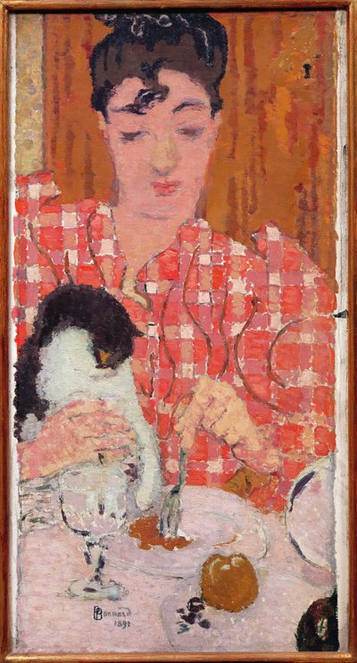 チェックブラウス、1892年 作： Pierre Bonnard
