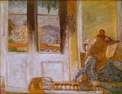 フランスの窓」（Matin a Le Cannet） ピエール・ボナール（1867-1947）の絵画 1932年。キャンバスに油彩。薄暗い。86x112 cm コレクション・プリヴェ 作： Pierre Bonnard