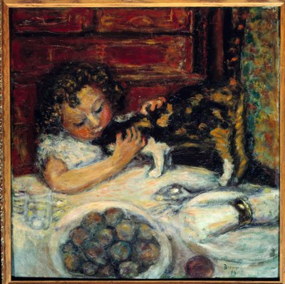 猫のいる少女 作： Pierre Bonnard