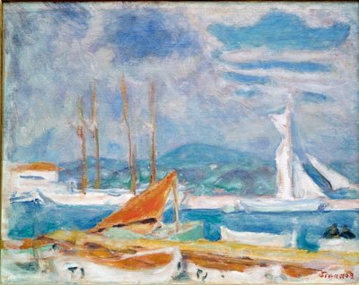 サントロペの港 ピエール・ボナール（1867-1947）の絵画 1914年 サントロペ、アノンシアード美術館蔵 作： Pierre Bonnard