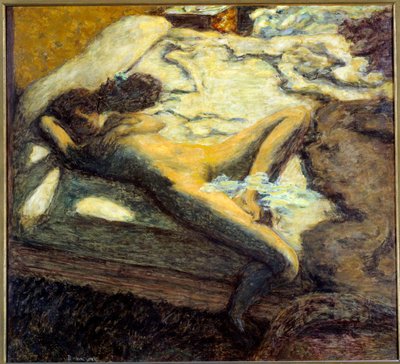 ベッドに横たわる不摂生な裸の若い女性。ピエール・ボナール（1867-1947）の絵画 1899年 日0,96x1,06 m パリ、オルセー美術館 作： Pierre Bonnard