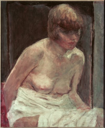 白いバスローブの若い女性の胴体 作： Pierre Bonnard