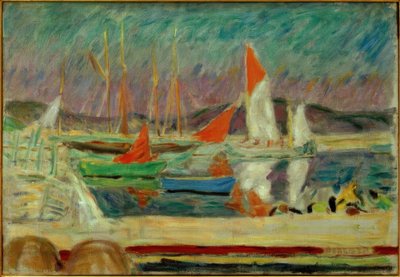 サントロペ港のヨット 作： Pierre Bonnard