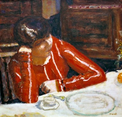 レッドトップの女性、c1920 作： Pierre Bonnard