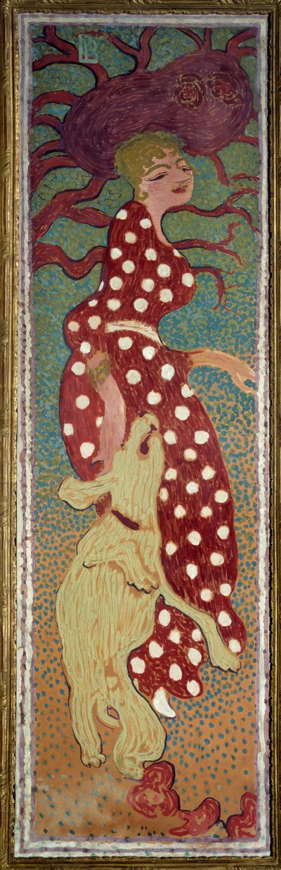 白い水玉模様のドレスを着た女性 ピエール・ボナール（1867-1947）の絵画 1891年 薄さ1,6x0,48 m パリ、オルセー美術館 作： Pierre Bonnard