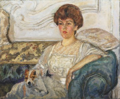 青いソファの上の女性 作： Pierre Bonnard
