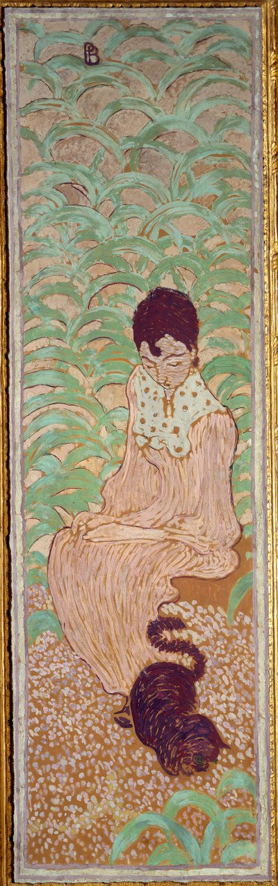 猫に座っている女性 作： Pierre Bonnard