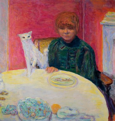 猫を持つ女性、1912 作： Pierre Bonnard
