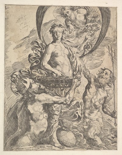 木星、冥王星、海王星が富を幸運に捧げる、1624 年。 作： Pierre Brebiette