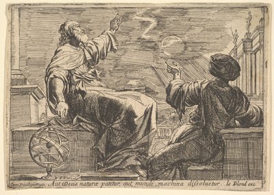 日食を見ている二人の哲学者、1615-42。 作： Pierre Brebiette