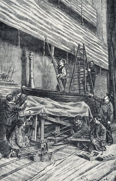 Mestres da propriedade: montando cenários antes da performance Gravura de “Excursion a travers les métiers” de Pierre Calmette Private Collection 作： Pierre Calmettes