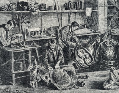 Workshop of theater and shows accessories production Engraving from Pierre Calmette Private Collection   1458555   ja       japanese Successfully Translated  Original: Georges Guynemer shooting down a german foker Translat: Georges Guynemer shooting down a 作： Pierre Calmettes