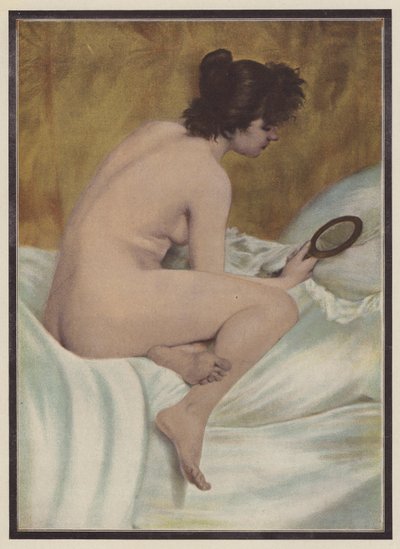 目覚め、鏡を持つ女性（カラーリソ） 作： Pierre Carrier Belleuse