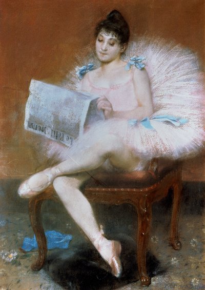 座るバレエダンサー、1890年。 作： Pierre Carrier Belleuse
