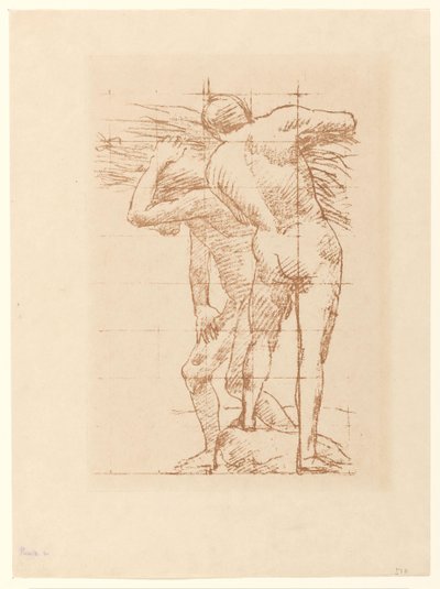 わらの束を持った 2 人の裸の男性の習作 作： Pierre Cécile Puvis de Chavannes