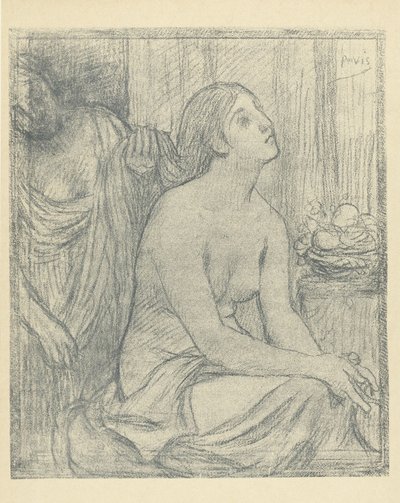 半裸で座っている女性の髪をとかす女性 エチュード レプルーヴ（シリーズタイトル） 作： Pierre Cécile Puvis de Chavannes