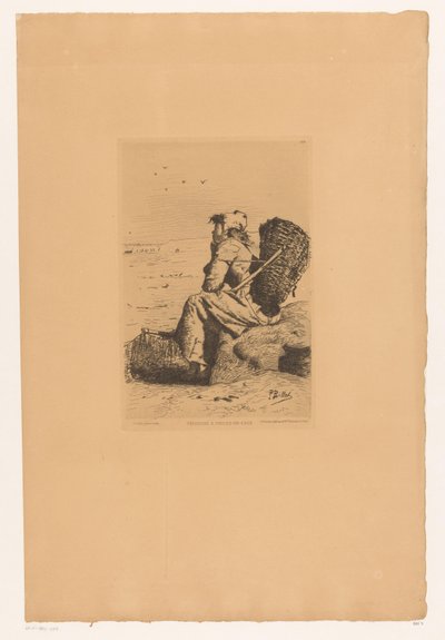 Rustende vissersvrouw aan de kust ヴール・アン・コーの漁師 (オブジェクトのタイトル) 作： Pierre Celestin Billet