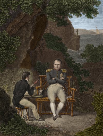 NAPOLEON I (1769-1821) セントヘレナに亡命中 - ナポレオンがエマニュエル・ポン・デ・ラス・カセズ（1800-1854）の息子に回想録を口述 - ナポレオンがセントヘレナへ：若きラス・カセズに執筆のためのメモを口述する。 作： Pierre Charles Bacquoy