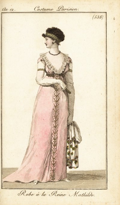 パリ、フランダースのマチルダ様式のガウンを着た女性 作： Pierre Charles Baquoy