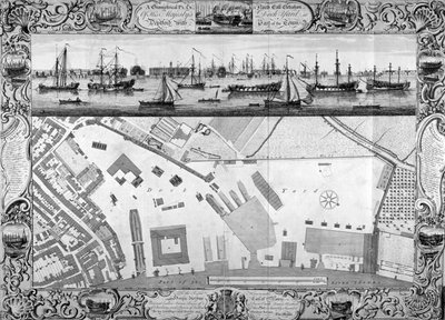 デットフォード ドック、ロンドン、1753 年。 作： Pierre Charles Canot